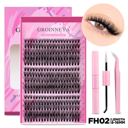 GROINNEYA DIY Lash Extension Kit Cluster Lashes With Bond  Seal For SalonQuality At Home 16