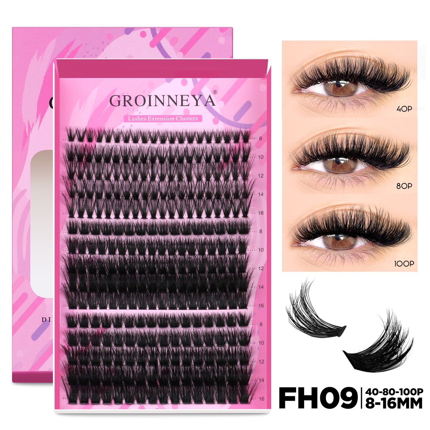 GROINNEYA DIY Lash Extension Kit Cluster Lashes With Bond  Seal For SalonQuality At Home 18