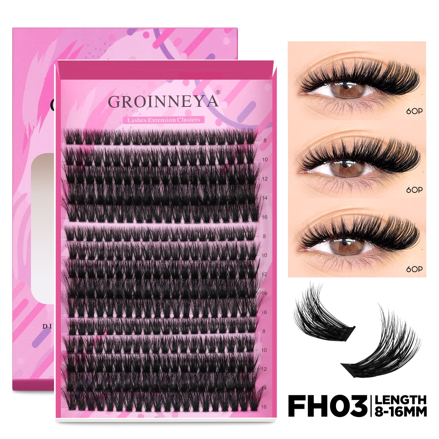 GROINNEYA DIY Lash Extension Kit Cluster Lashes With Bond  Seal For SalonQuality At Home 22