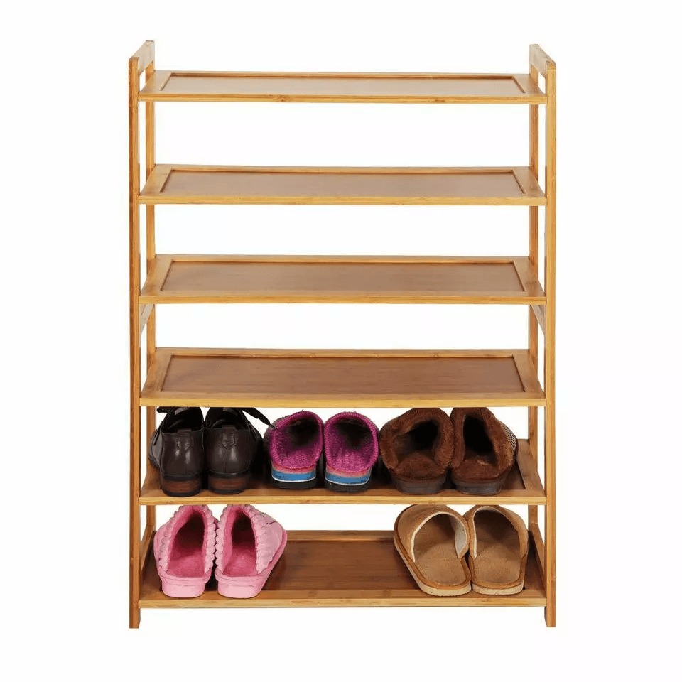 6 Tier Bamboo Shoe Rack Wooden Entryway Storage Shelf Organizer 2