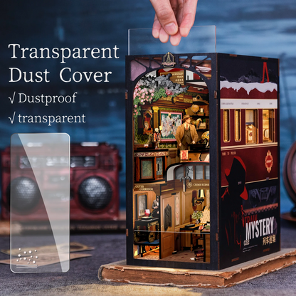 Detective Train Mystery DIY Book Nook 3D Wooden Dollhouse Puzzle with Touch Light  Bookshelf Inser