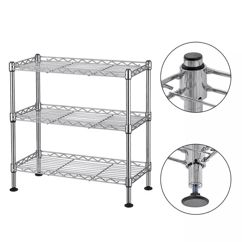 Multipurpose 3 Tier Spice Rack Freestanding Metal Storage Shelf For Kitchen  Bathroom 2