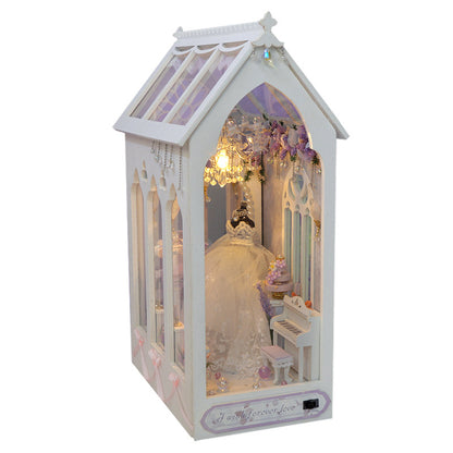 DIY Book Nook Dollhouse Kit Wooden Miniature Furniture with LED Lights  Bookshelf Insert Toy for G