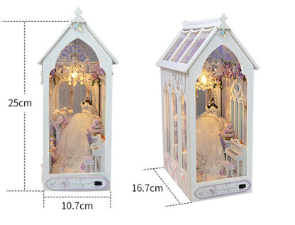 DIY Book Nook Dollhouse Kit Wooden Miniature Furniture with LED Lights  Bookshelf Insert Toy for G
