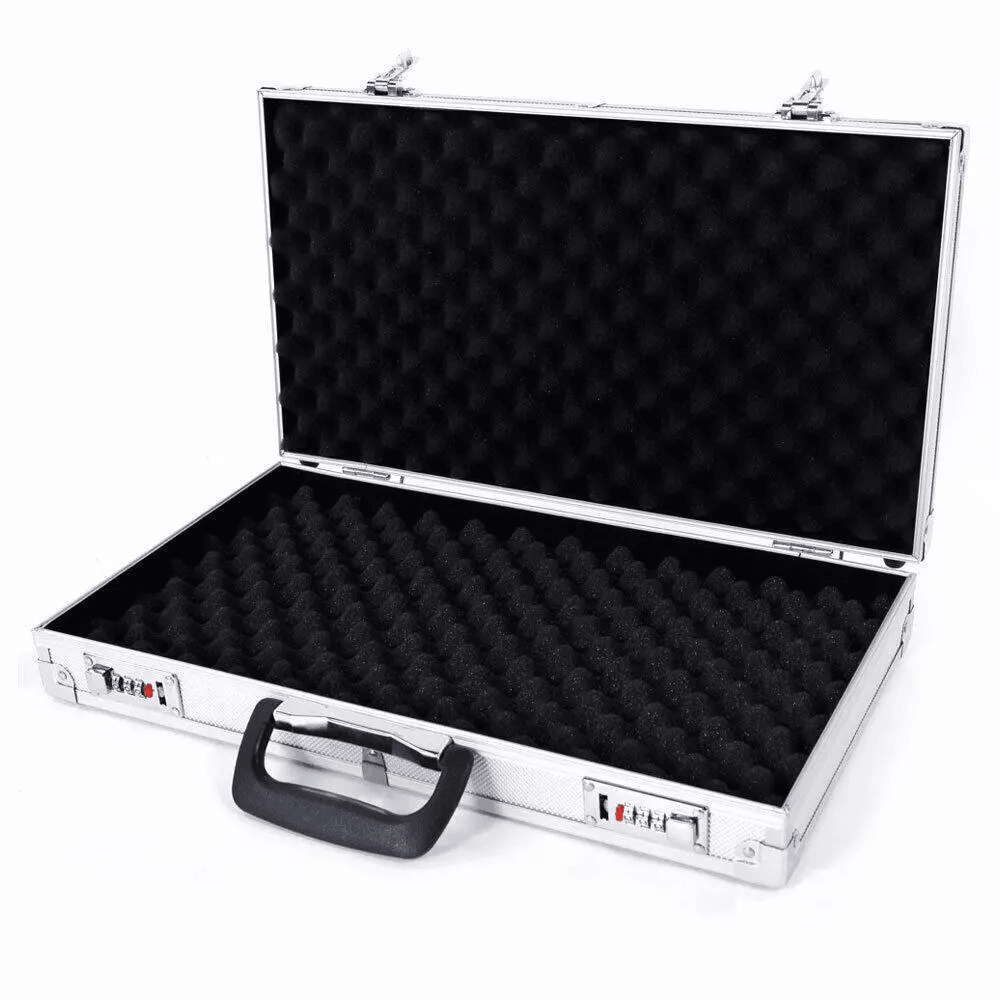 Aluminum Portable Handgun Safe Box, Lockable Pistol Case with Foam Liner