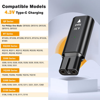 43V TypeC Shaver Adapter Charging Converter For Philips Norelco OneBlade QP2520 QP2515 QP2620 With  2