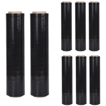 8 Rolls 18" x 1500' 80 Gauge Black Pallet Wrap Stretch Film Hand Shrink Wrap – Heavy Duty Industrial Strength