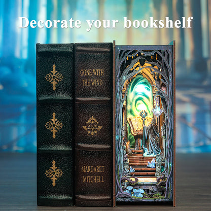 DIY Book Nook Kit Miniature Dollhouse Bookshelf Insert with LED Light  Dust Cover  The Gate of Wo