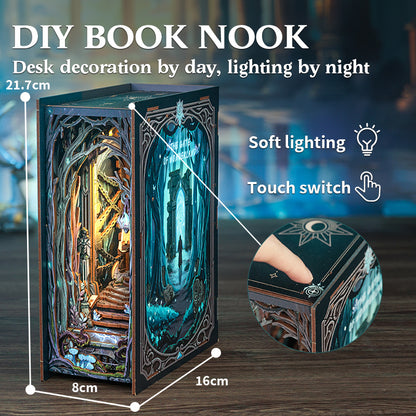 DIY Book Nook Kit Miniature Dollhouse Bookshelf Insert with LED Light  Dust Cover  The Gate of Wo
