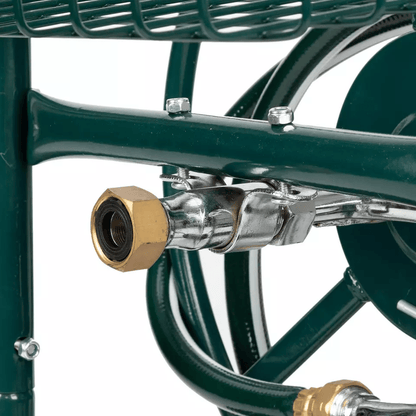 HeavyDuty Garden Metal Hose Reel Cart With Storage Basket  300ft Capacity 10 Pneumatic Wheels For Y 3