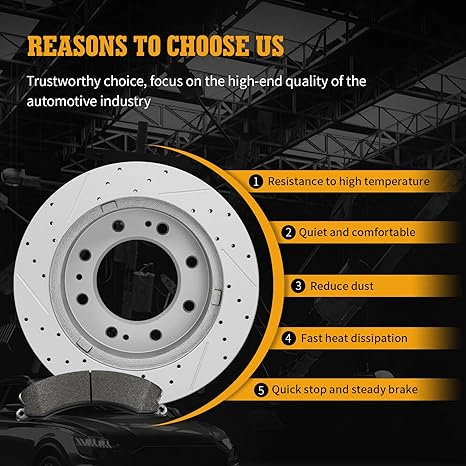 Front Drilled Rotors  Ceramic Brake Pads Kit For Chevrolet Silverado GMC Sierra High Performance Br 3