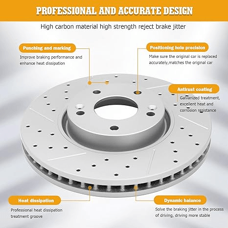 Front Drilled Rotors  Ceramic Brake Pads Kit For Chevrolet Silverado GMC Sierra High Performance Br 2