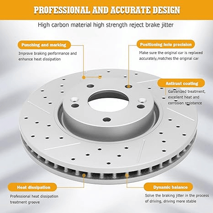 Front Drilled Rotors  Ceramic Brake Pads Kit For Chevrolet Silverado GMC Sierra High Performance Br 2