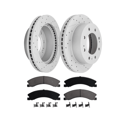 Front Drilled Rotors & Ceramic Brake Pads Kit for Chevrolet Silverado GMC Sierra High Performance Brake Upgrade