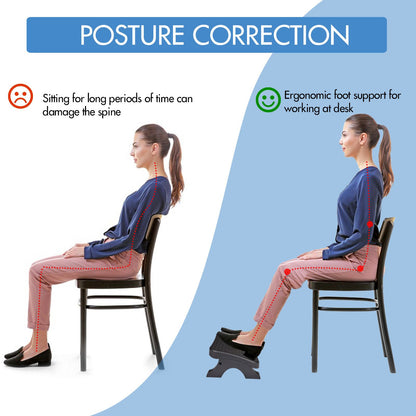 Ergonomic Under Desk Footrest with Massage Rollers Pain Relief Leg Rest for Home Office Posture Cor