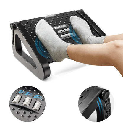Footrest Under Desk Ergonomic Foot Stool with Massage Rollers Leg Rest for Pain Relief at Work or H