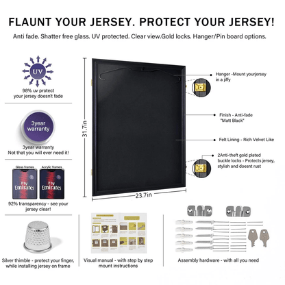 Lockable Jersey Display Frame Case With UV Resistant Acrylic  Hanger Ideal For Football Jerseys 1
