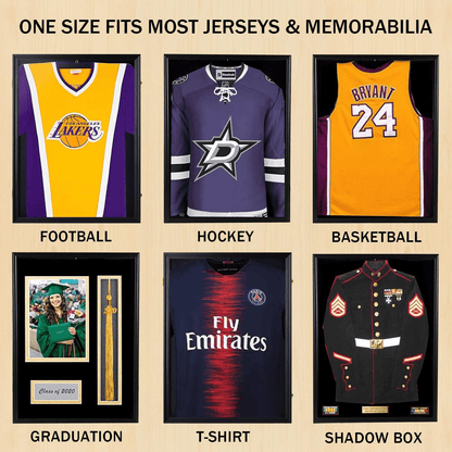 Lockable Jersey Display Frame Case with UV Resistant Acrylic & Hanger, Ideal for Football Jerseys