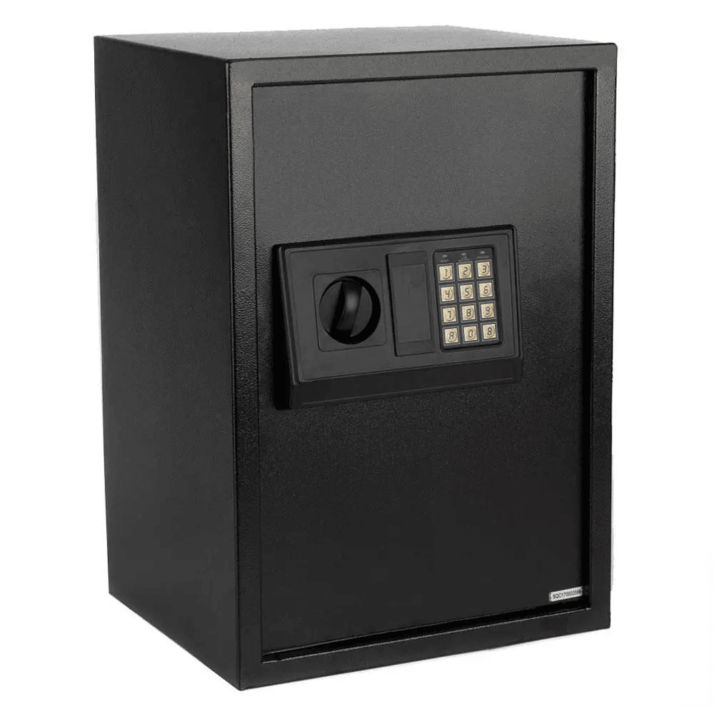 Large Digital Steel Safe, Black Security Box with Silver Gray Keypad for Home & Office