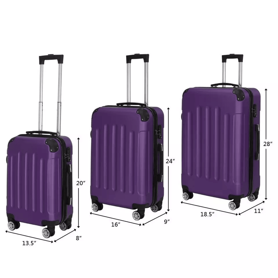 Travel Spinner Luggage Set 3 Piece ABS Trolley Suitcase With TSA Lock 2
