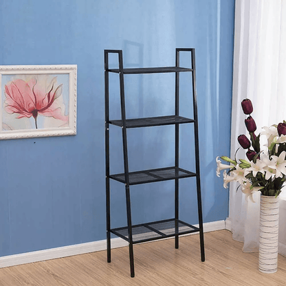 4 Tier Leaning Ladder Shelf Bookcase Sturdy Bookshelf Storage Shelves Unit Organizer for Home Office