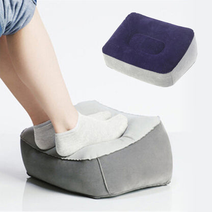 Compact Inflatable Travel Footrest, PVC Flocked Pillow Stool for Home, Office, or Relaxing Outdoors