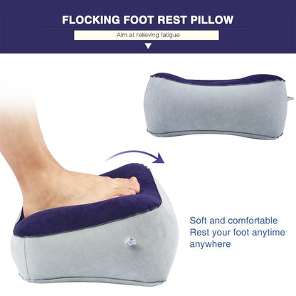 Compact Inflatable Travel Footrest PVC Flocked Pillow Stool for Home Office or Relaxing Outdoors