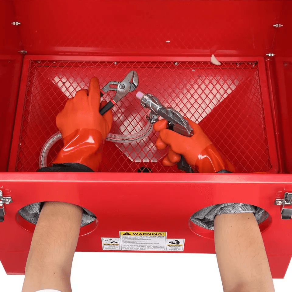 40 Gallon Cabinet Bench Top Air Sandblasting Kit With Gun  4 Nozzles  Portable Steel Sandblaster 1