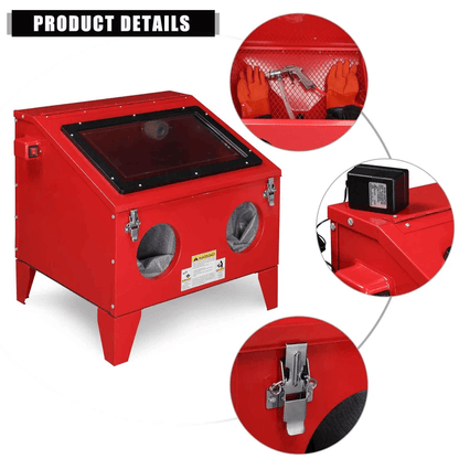 40 Gallon Cabinet Bench Top Air Sandblasting Kit With Gun  4 Nozzles  Portable Steel Sandblaster 7