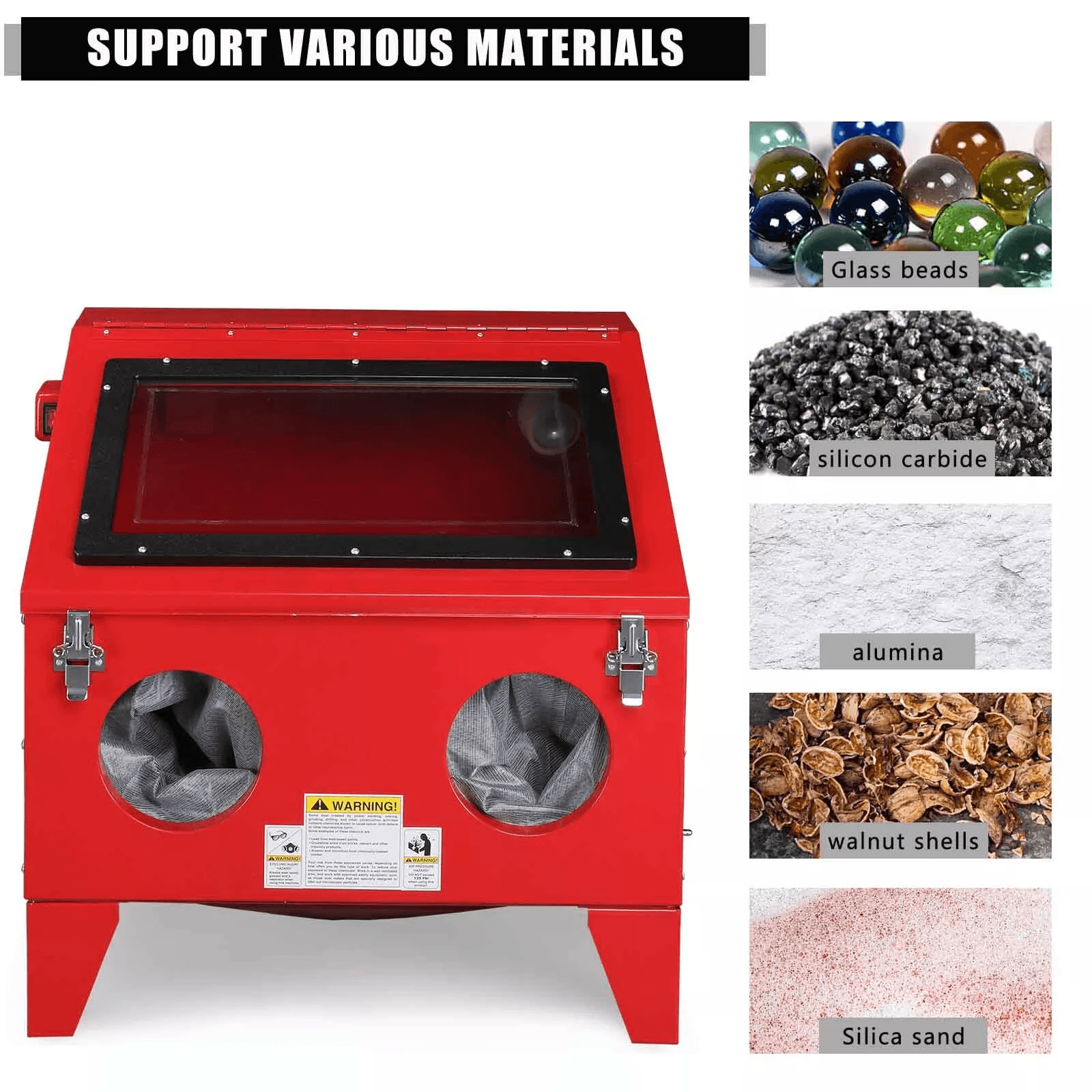 40 Gallon Cabinet Bench Top Air Sandblasting Kit with Gun & 4 Nozzles – Portable Steel Sandblaster