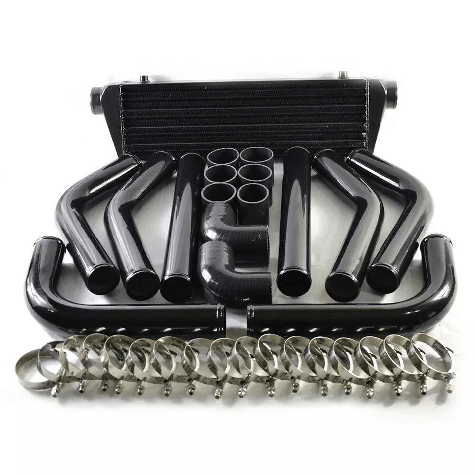 Universal Intercooler Piping Kit W TBolt Clamps  Couplers Black Performance Turbo Set 1