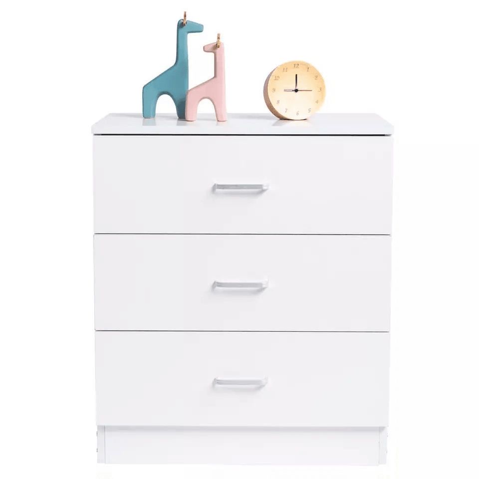 Wooden Nightstand With 3 Drawers  Bedside Table Accent For Bedroom Storage Chest Of Dresser Durable 4