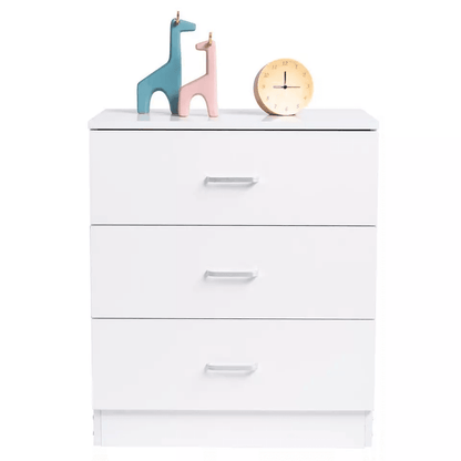 Wooden Nightstand With 3 Drawers  Bedside Table Accent For Bedroom Storage Chest Of Dresser Durable 4