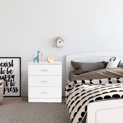 Wooden Nightstand With 3 Drawers  Bedside Table Accent For Bedroom Storage Chest Of Dresser Durable 2