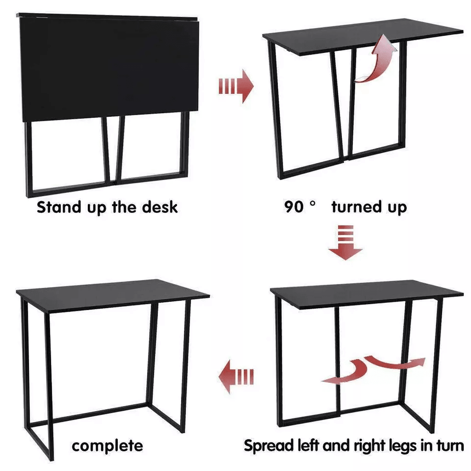 Compact Folding Desk Black Study Table For Home Office  Laptop Use 3
