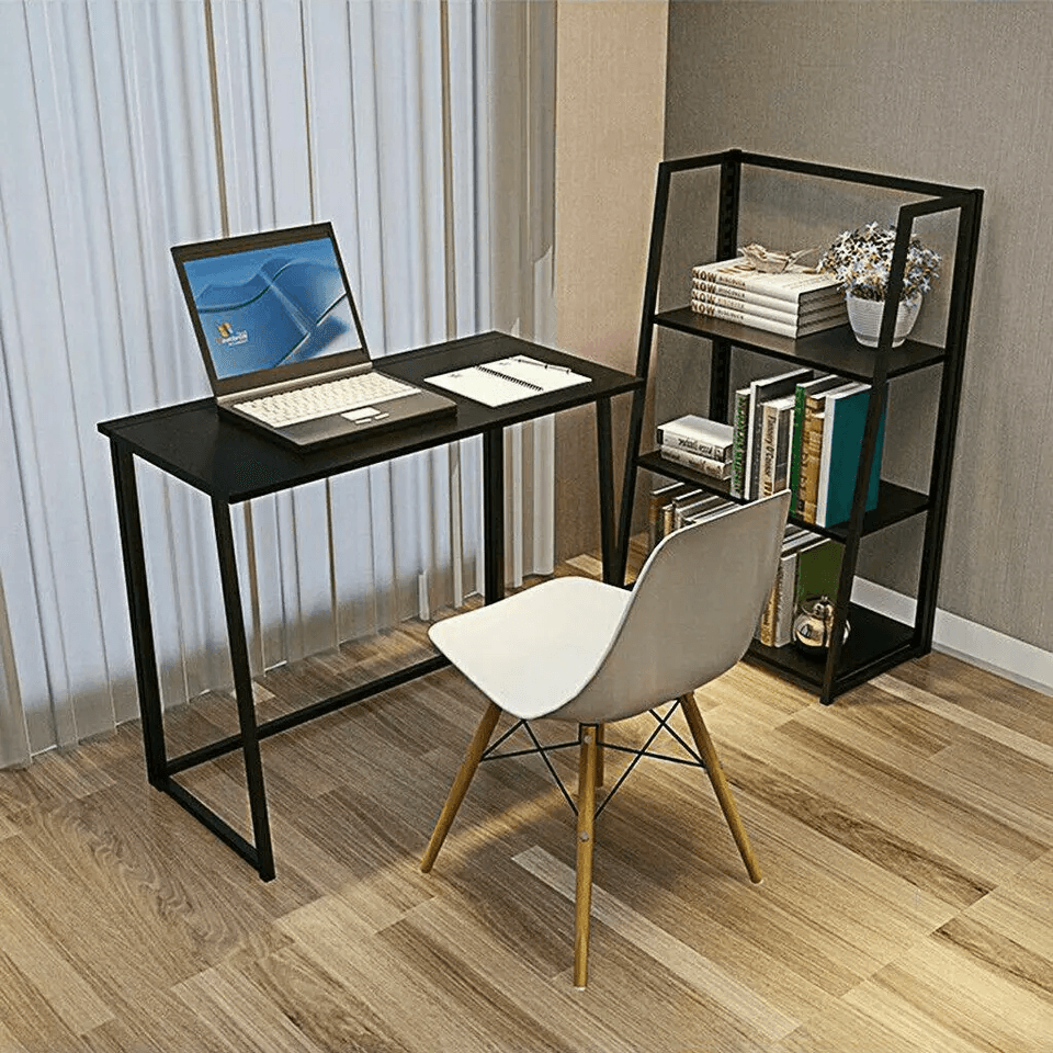 Compact Folding Desk Black Study Table For Home Office  Laptop Use 1
