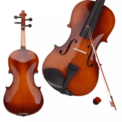 New Natural Acoustic Violin Set with Case, Bow & Rosin