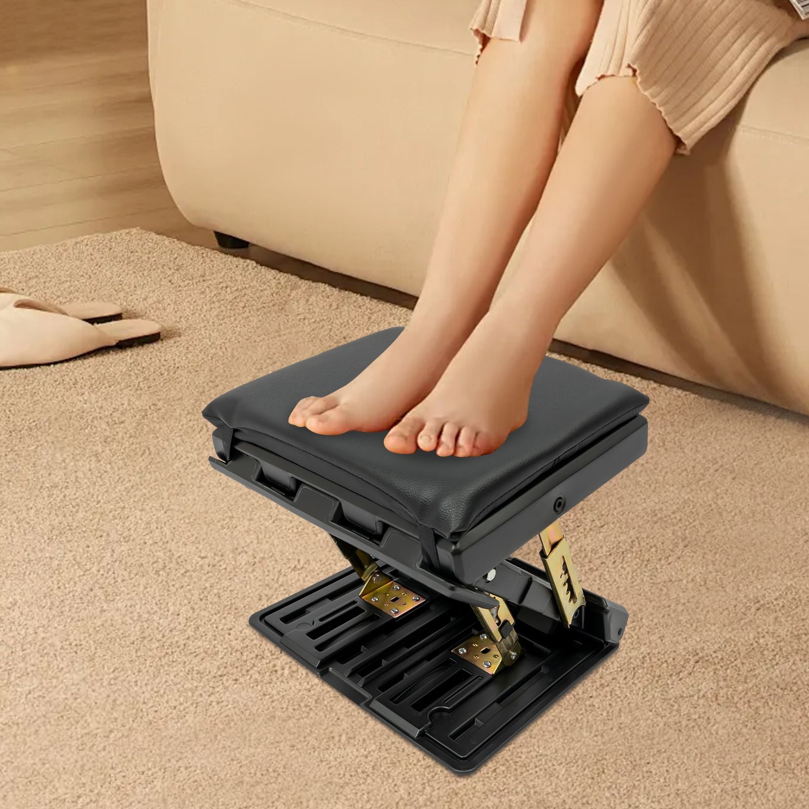 Portable Ergonomic Footstool, Adjustable Height for Office, Home & Travel