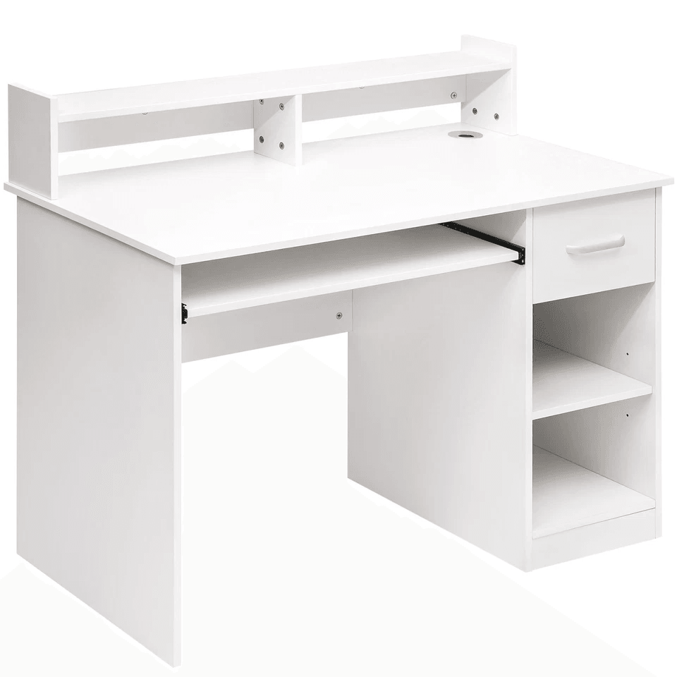 Writing Table Computer Desk Laptop PC Furniture Wood Study Workstation With Hutch  Cabinet For Offi 4