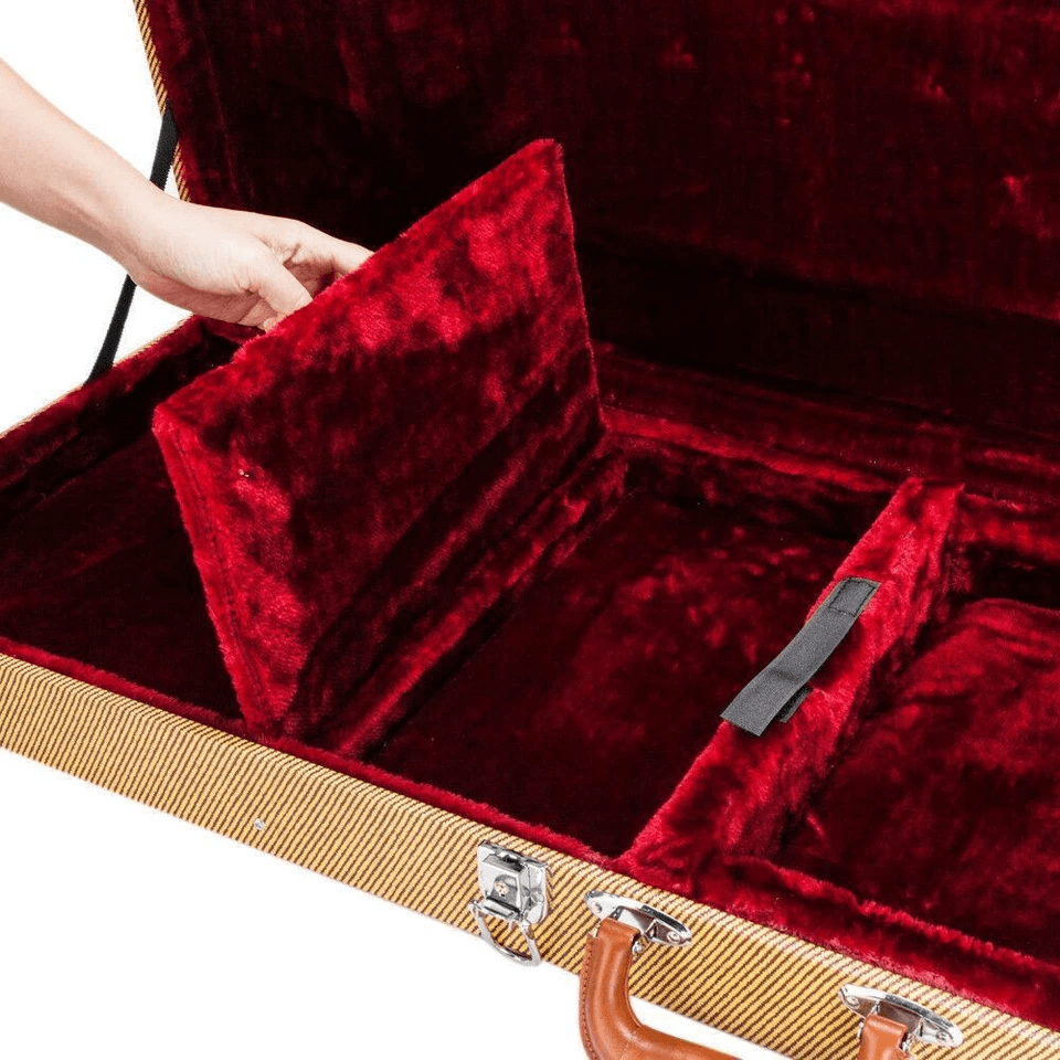 New Portable ST Electric Guitar Square Hard Case  Yellow Lockable Wood Shell With Plush Interior 1