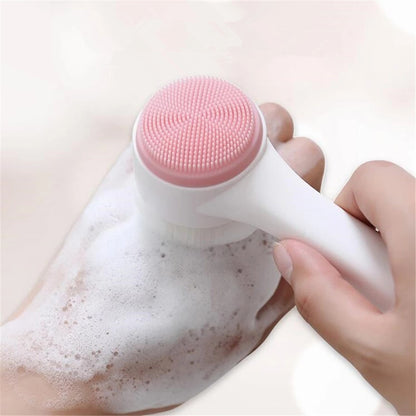 DoubleSided 3D Silicone Facial Cleanser Manual Face Brush with Soft Bristles for Deep Pore Cleansi