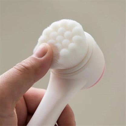 Double-Sided 3D Silicone Facial Cleanser, Manual Face Brush with Soft Bristles for Deep Pore Cleansing & Gentle Massage