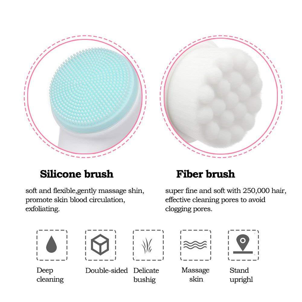 DoubleSided 3D Silicone Facial Cleanser Manual Face Brush with Soft Bristles for Deep Pore Cleansi