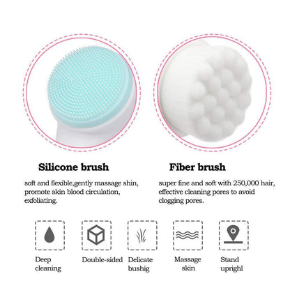DoubleSided 3D Silicone Facial Cleanser Manual Face Brush with Soft Bristles for Deep Pore Cleansi