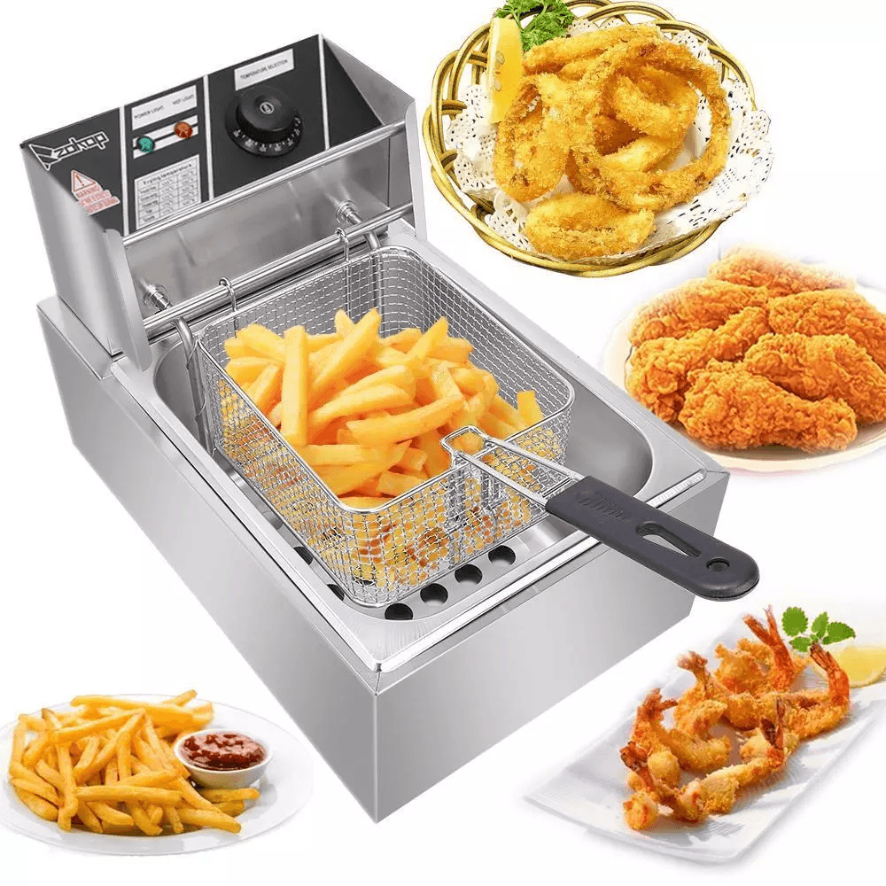 Electric Deep Fryer Commercial Stainless Steel Fryer for Restaurant & Home Use, Countertop Frying Machine