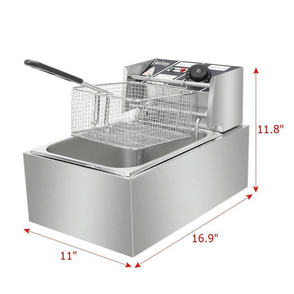 Electric Deep Fryer Commercial Stainless Steel Fryer For Restaurant  Home Use Countertop Frying Mac 10