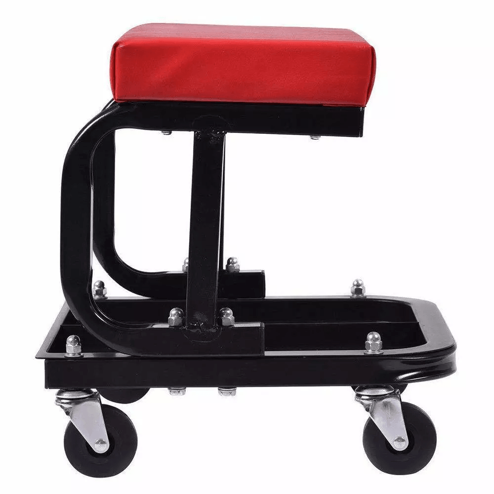 Auto Mechanics Rolling Repair Chair with Tool Tray – Garage Shop Roller Seat, High-Density Cushion, Swivel Casters