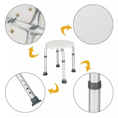 Adjustable Medical Shower Chair Round Bath Tub Bench Stool Seat 7Level Height AntiSkid CE  FDA Cert 1