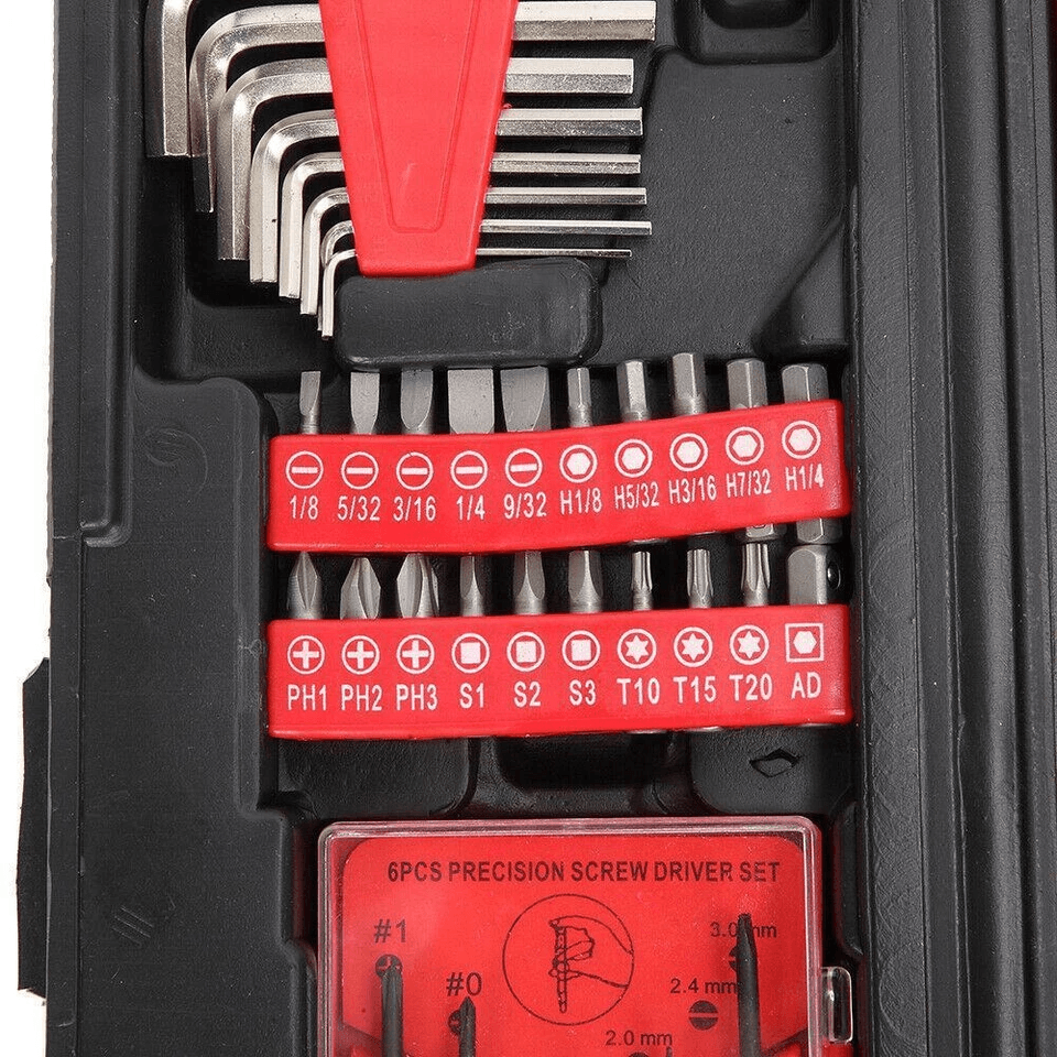 136pcs Red Household Tool Kit With Case  Complete Mechanics Tool Set For Home Repairs  DIY Projects 5