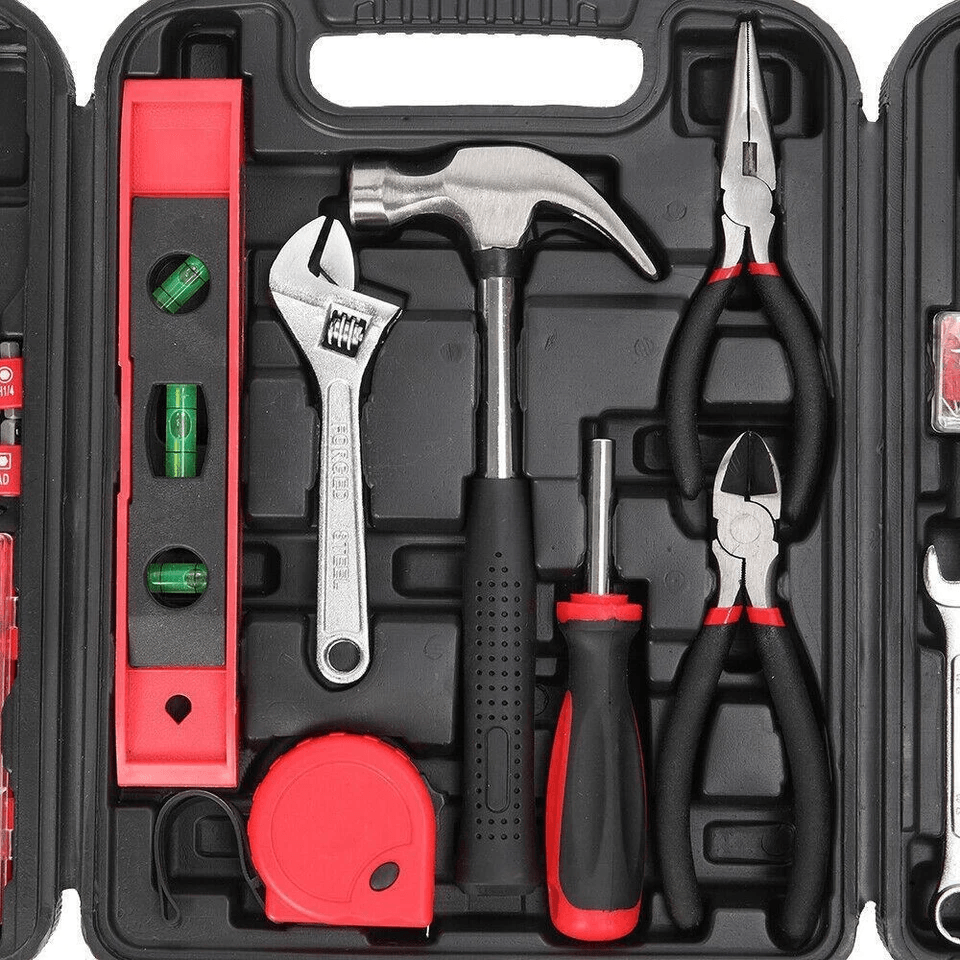 136pcs Red Household Tool Kit With Case  Complete Mechanics Tool Set For Home Repairs  DIY Projects 7